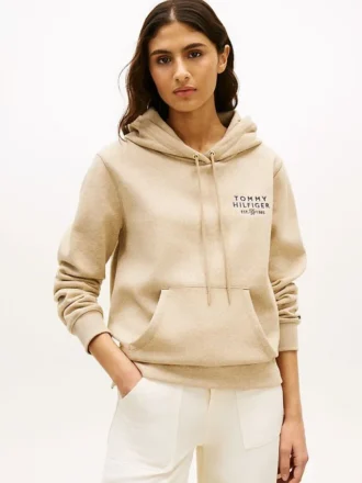 Sudadera con capucha y logo Monotype en tejido jaspeado