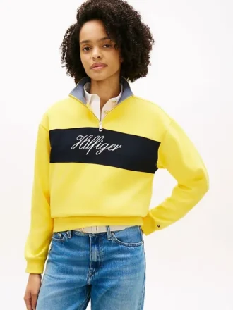 Sudadera con cremallera de un cuarto y interior cepillado