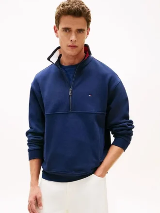 Sudadera con cremallera de un cuarto y logotipo de bandera
