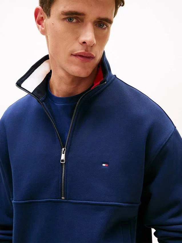 Sudadera con cremallera de un cuarto y logotipo de bandera Sudadera con cremallera de un cuarto y logotipo de bandera
