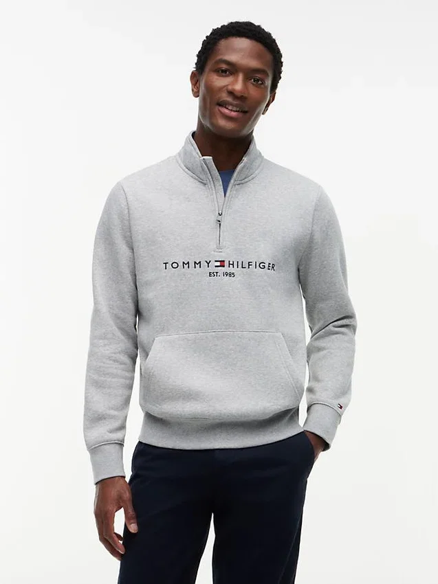 Sudadera con cremallera de un cuarto y logotipo de Tommy Sudadera con cremallera de un cuarto y logotipo de Tommy