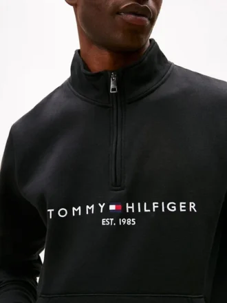 Sudadera con cremallera de un cuarto y logotipo de Tommy