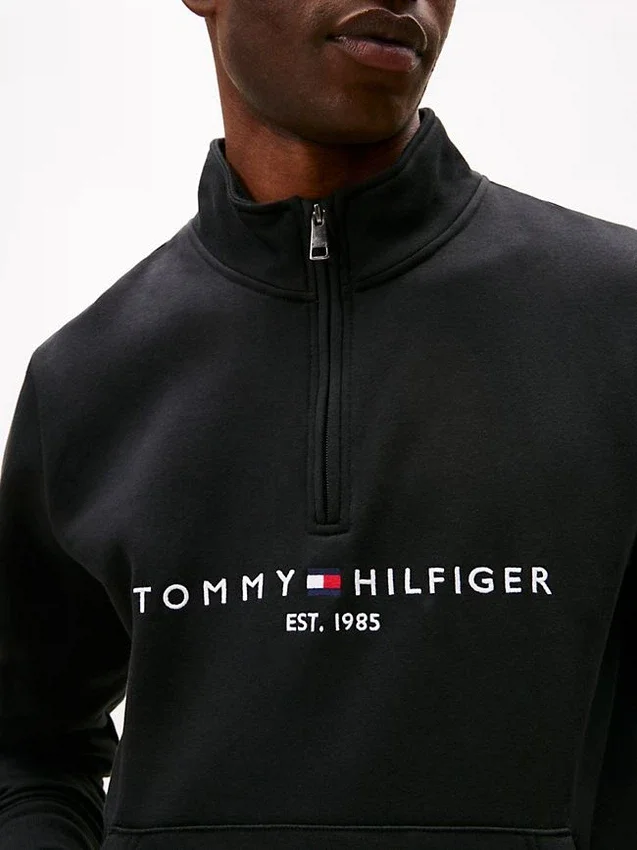 Sudadera con cremallera de un cuarto y logotipo de Tommy Sudadera con cremallera de un cuarto y logotipo de Tommy