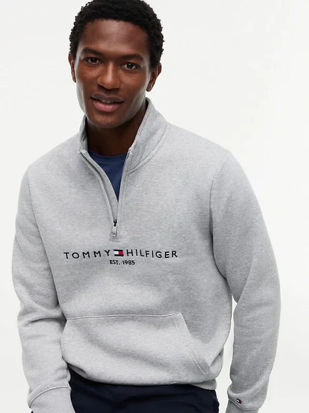 Sudadera con cremallera de un cuarto y logotipo de Tommy Sudadera con cremallera de un cuarto y logotipo de Tommy