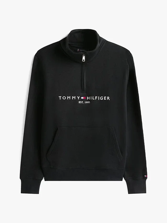 Sudadera con cremallera de un cuarto y logotipo de Tommy Sudadera con cremallera de un cuarto y logotipo de Tommy