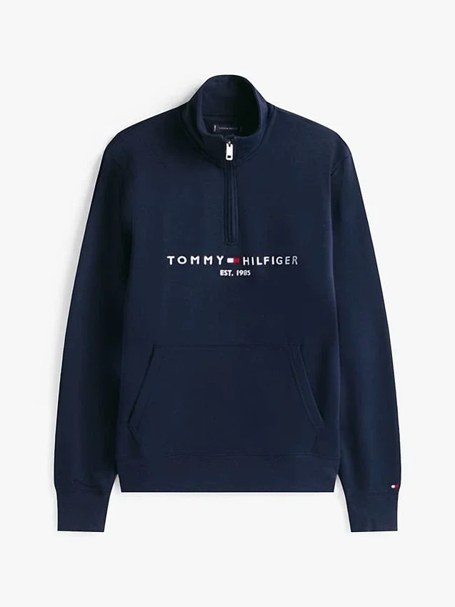 Sudadera con cremallera de un cuarto y logotipo de Tommy Sudadera con cremallera de un cuarto y logotipo de Tommy
