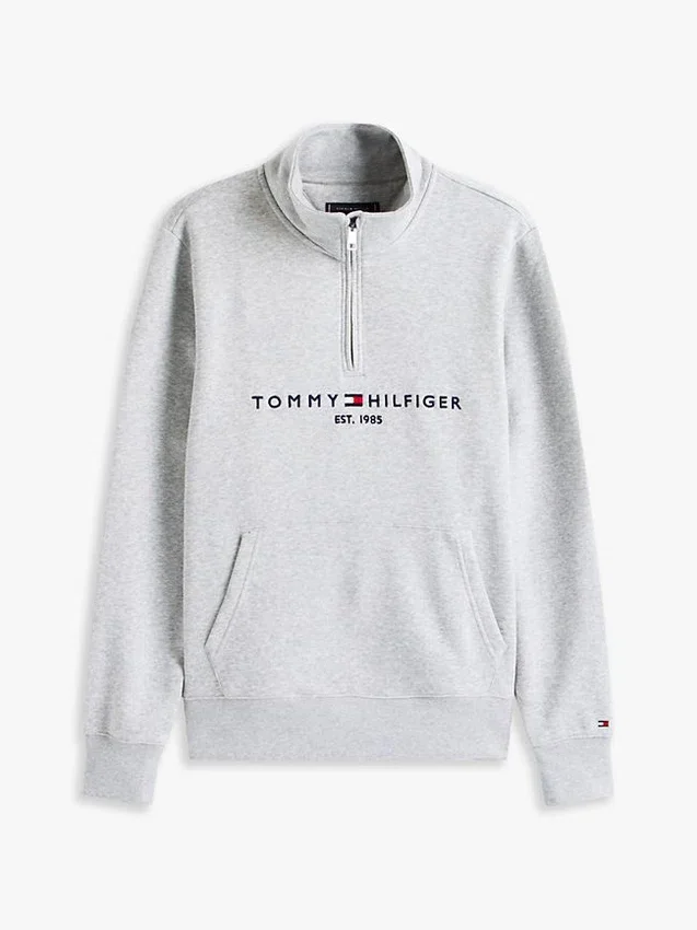 Sudadera con cremallera de un cuarto y logotipo de Tommy Sudadera con cremallera de un cuarto y logotipo de Tommy