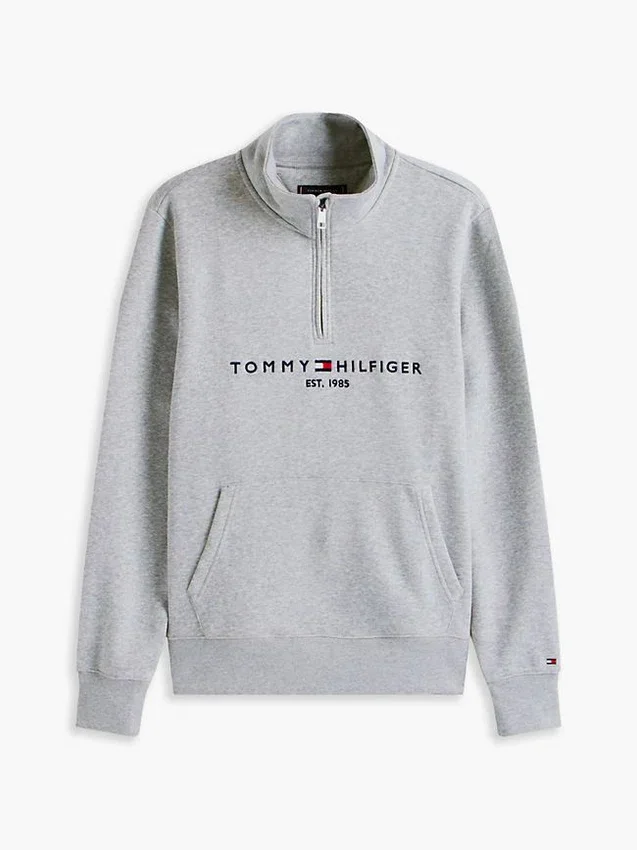 Sudadera con cremallera de un cuarto y logotipo de Tommy Sudadera con cremallera de un cuarto y logotipo de Tommy
