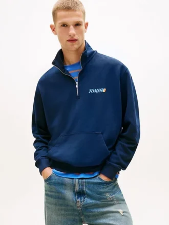 Sudadera con cremallera de un cuarto y logotipo de Tommy Jeans
