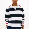 Sudadera con cremallera de un cuarto y rayas bretonas Sudadera con cremallera de un cuarto y rayas bretonas