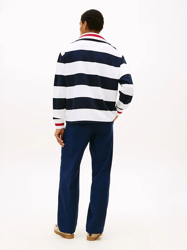 Sudadera con cremallera de un cuarto y rayas bretonas Sudadera con cremallera de un cuarto y rayas bretonas