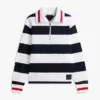 Sudadera con cremallera de un cuarto y rayas bretonas Sudadera con cremallera de un cuarto y rayas bretonas