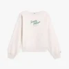 Sudadera con cuello barco y logotipo en letra cursiva Sudadera con cuello barco y logotipo en letra cursiva