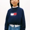 Sudadera con logo de bandera ondulada para niña Sudadera con logo de bandera ondulada para niña