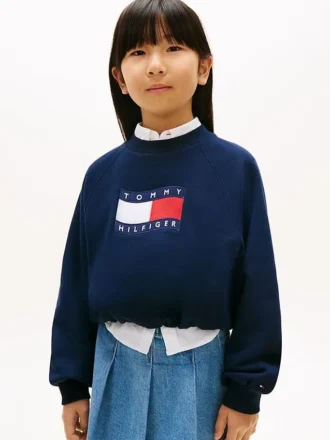 Sudadera con logo de bandera ondulada para niña