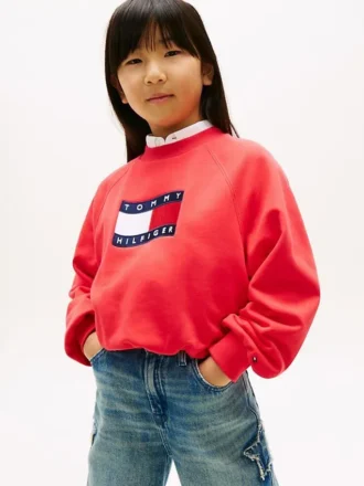 Sudadera con logo de bandera ondulada para niña