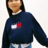Sudadera con logo de bandera ondulada para niña Sudadera con logo de bandera ondulada para niña