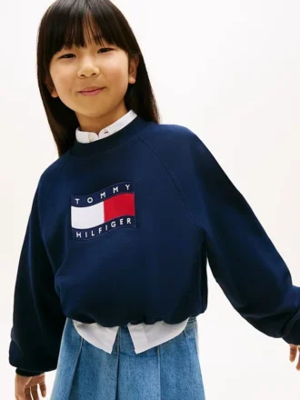 Sudadera con logo de bandera ondulada para niña
