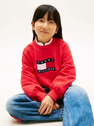 Sudadera con logo de bandera ondulada para niña