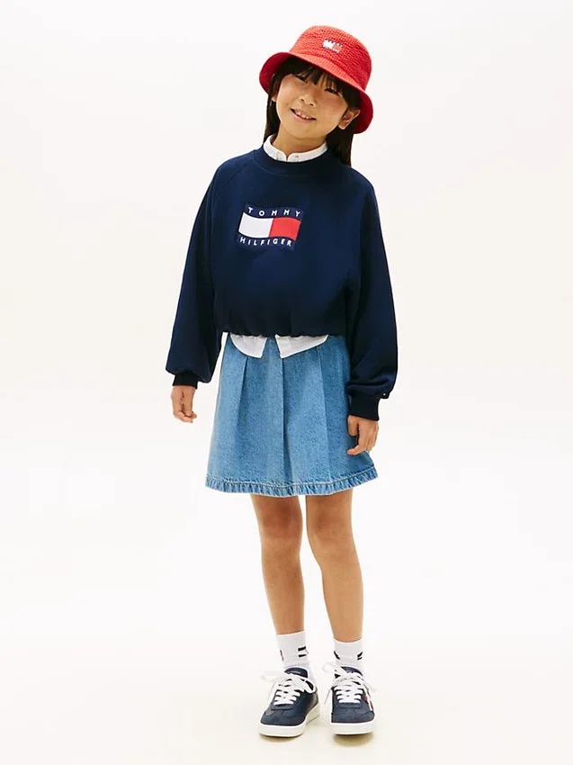 Sudadera con logo de bandera ondulada para niña Sudadera con logo de bandera ondulada para niña