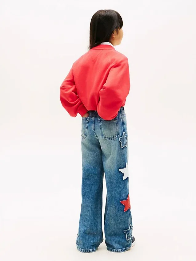 Sudadera con logo de bandera ondulada para niña Sudadera con logo de bandera ondulada para niña