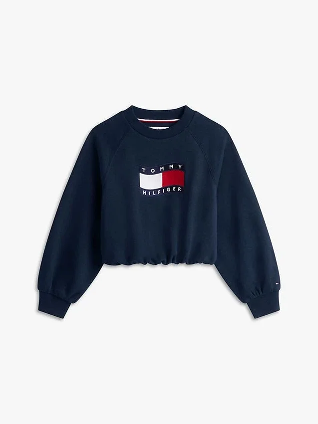 Sudadera con logo de bandera ondulada para niña Sudadera con logo de bandera ondulada para niña