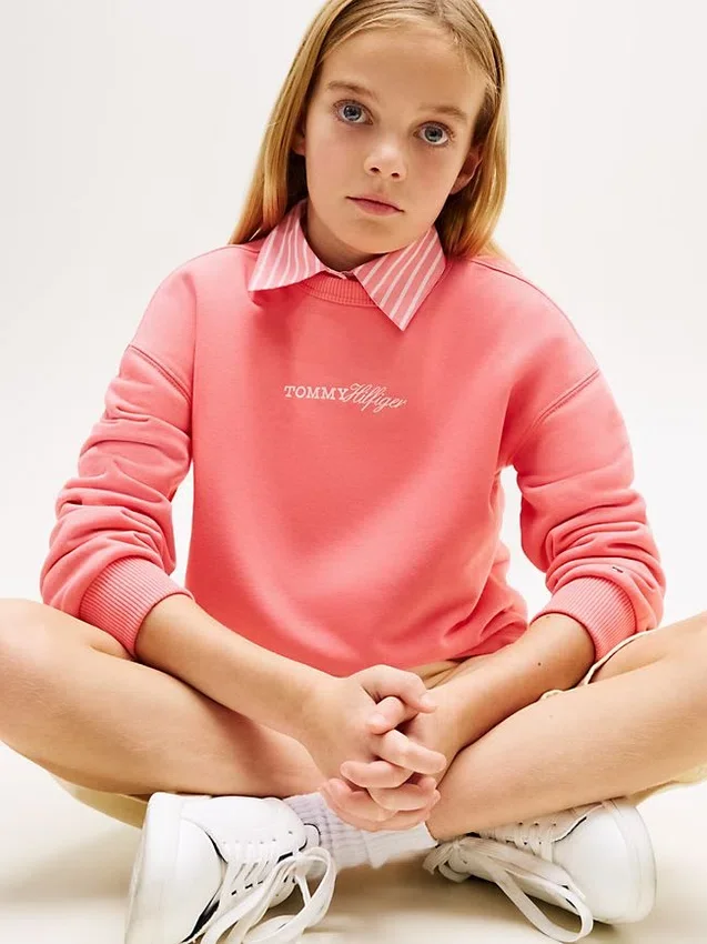 Sudadera con logo Tommy con purpurina para niña Sudadera con logo Tommy con purpurina para niña