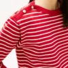 Sudadera de cuello barco con rayas y botones dorados Sudadera de cuello barco con rayas y botones dorados