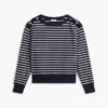 Sudadera de cuello barco con rayas y botones dorados Sudadera de cuello barco con rayas y botones dorados