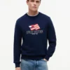 Sudadera de cuello redondo con el logotipo de la bandera ondulada