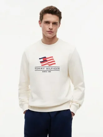 Sudadera de cuello redondo con el logotipo de la bandera ondulada