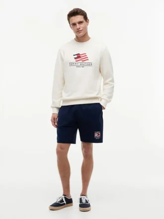 Sudadera de cuello redondo con el logotipo de la bandera ondulada