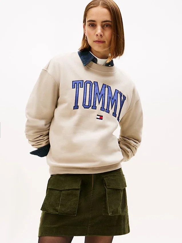 Sudadera de cuello redondo con logotipo Varsity Tommy Sudadera de cuello redondo con logotipo Varsity Tommy