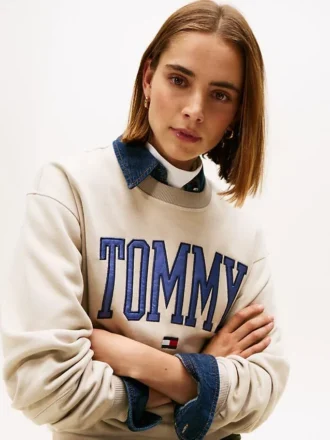 Sudadera de cuello redondo con logotipo Varsity Tommy