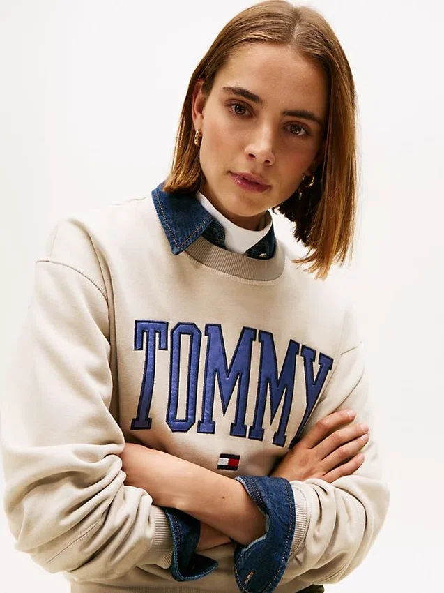 Sudadera de cuello redondo con logotipo Varsity Tommy Sudadera de cuello redondo con logotipo Varsity Tommy