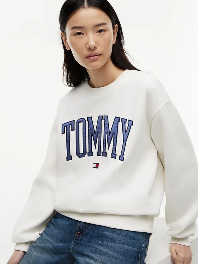 Sudadera de cuello redondo con logotipo Varsity Tommy Sudadera de cuello redondo con logotipo Varsity Tommy