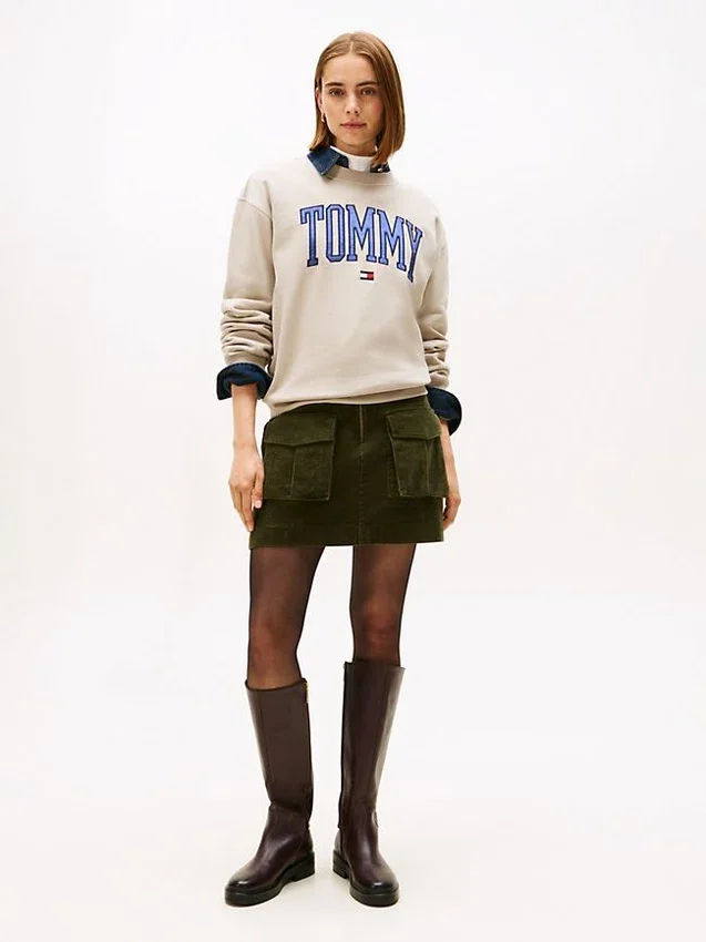 Sudadera de cuello redondo con logotipo Varsity Tommy Sudadera de cuello redondo con logotipo Varsity Tommy
