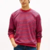 Sudadera de cuello redondo de rizo a rayas Sudadera de cuello redondo de rizo a rayas