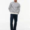 Sudadera de cuello redondo de rizo a rayas Sudadera de cuello redondo de rizo a rayas
