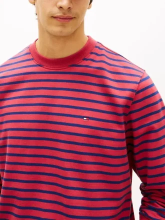 Sudadera de cuello redondo de rizo a rayas