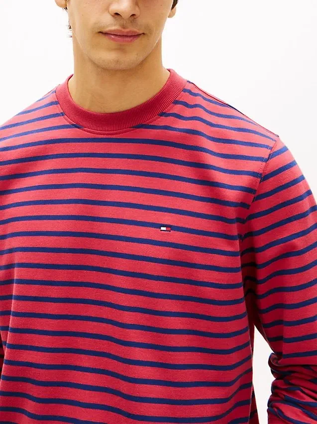 Sudadera de cuello redondo de rizo a rayas Sudadera de cuello redondo de rizo a rayas