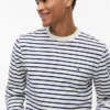 Sudadera de cuello redondo de rizo a rayas Sudadera de cuello redondo de rizo a rayas