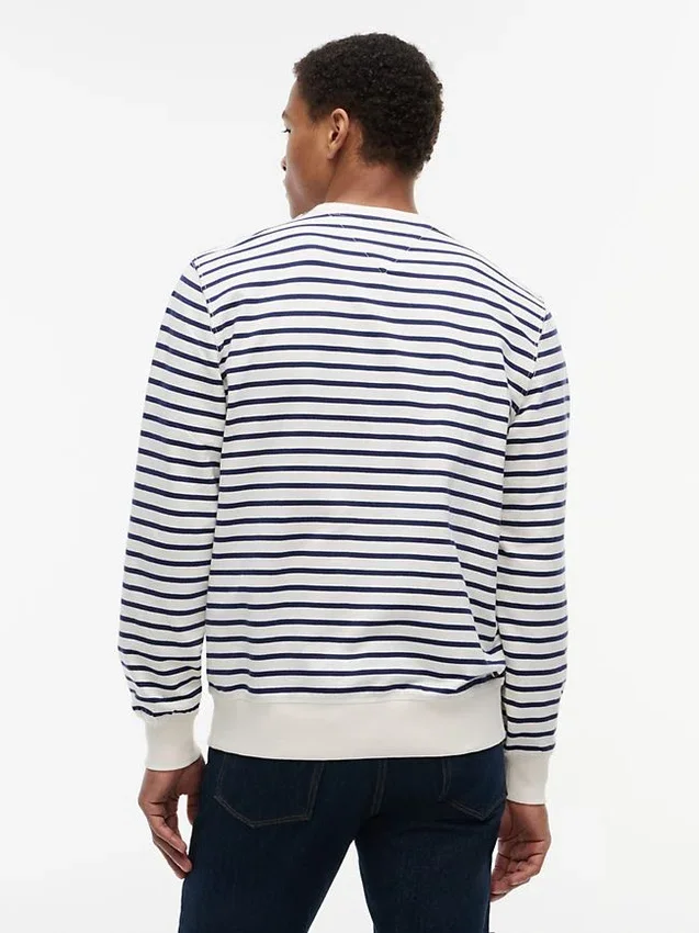 Sudadera de cuello redondo de rizo a rayas Sudadera de cuello redondo de rizo a rayas
