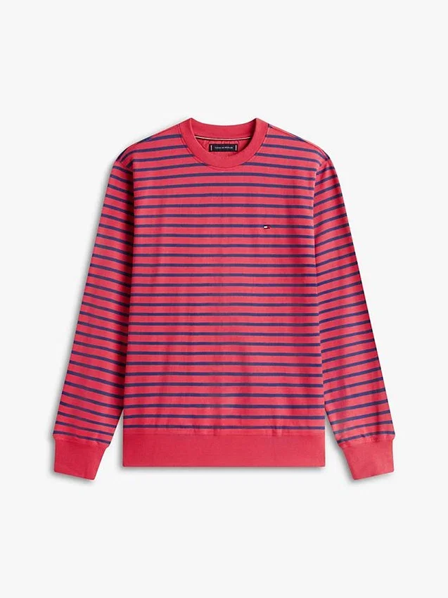 Sudadera de cuello redondo de rizo a rayas Sudadera de cuello redondo de rizo a rayas