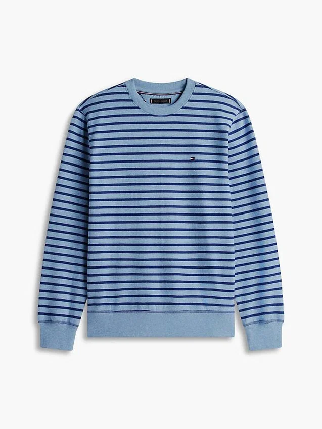 Sudadera de cuello redondo de rizo a rayas Sudadera de cuello redondo de rizo a rayas