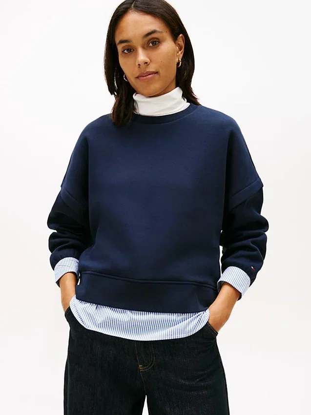 Sudadera de felpa con efecto de capas Sudadera de felpa con efecto de capas