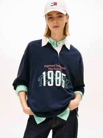 Sudadera de mujer Tommy Jeans 1985 Logo Oversized Rugby Sudadera de mujer Tommy Jeans 1985 Logo Oversized Rugby