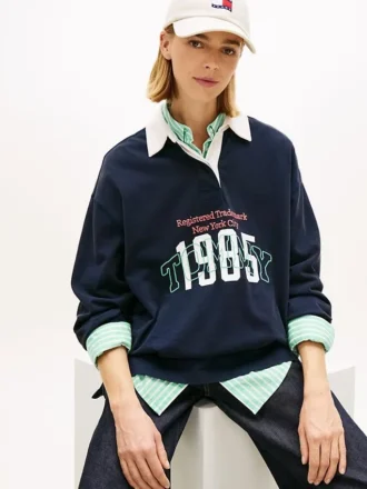 Sudadera de mujer Tommy Jeans 1985 Logo Oversized Rugby Sudadera de mujer Tommy Jeans 1985 Logo Oversized Rugby