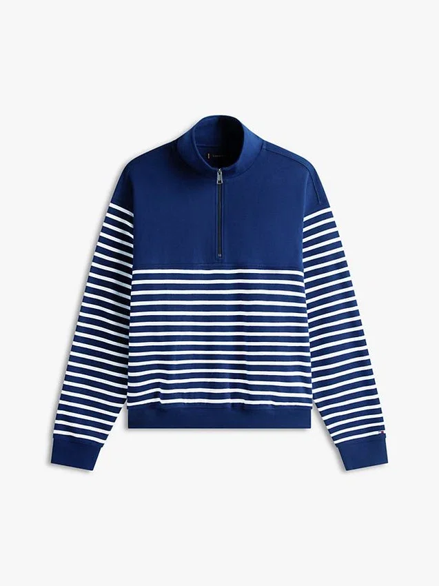 Sudadera de rayas con cremallera de un cuarto Sudadera de rayas con cremallera de un cuarto