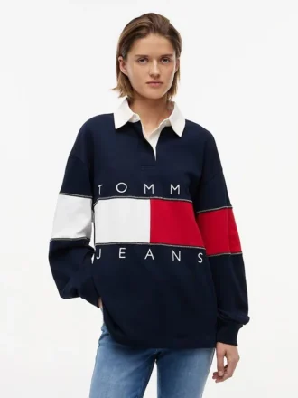 Sudadera de rugby con bandera de corte oversize de Tommy Jeans
